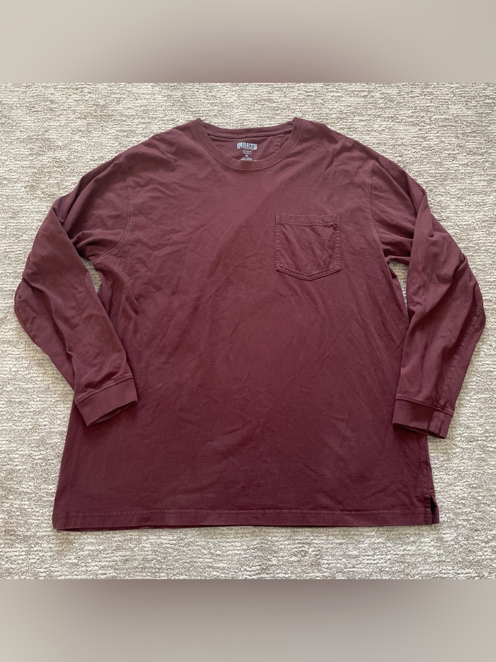 Duluth Trading Co. Longtail T Relaxed Fit Long Sleeve T-Shirt Men's XL Burgundy